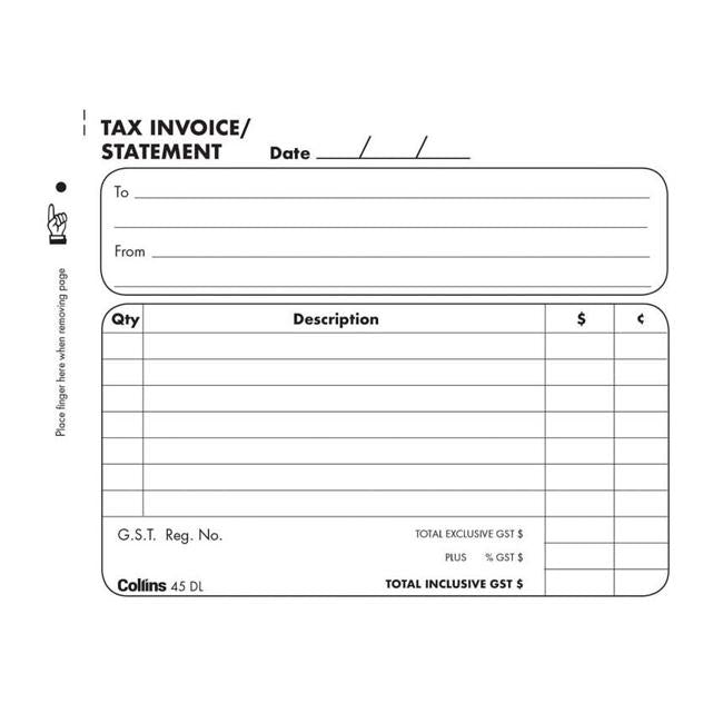 Collins Tax Invoice 45dl No Carbon Required-Officecentre