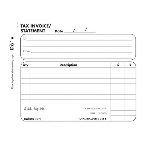 Collins Tax Invoice 45dl No Carbon Required-Officecentre