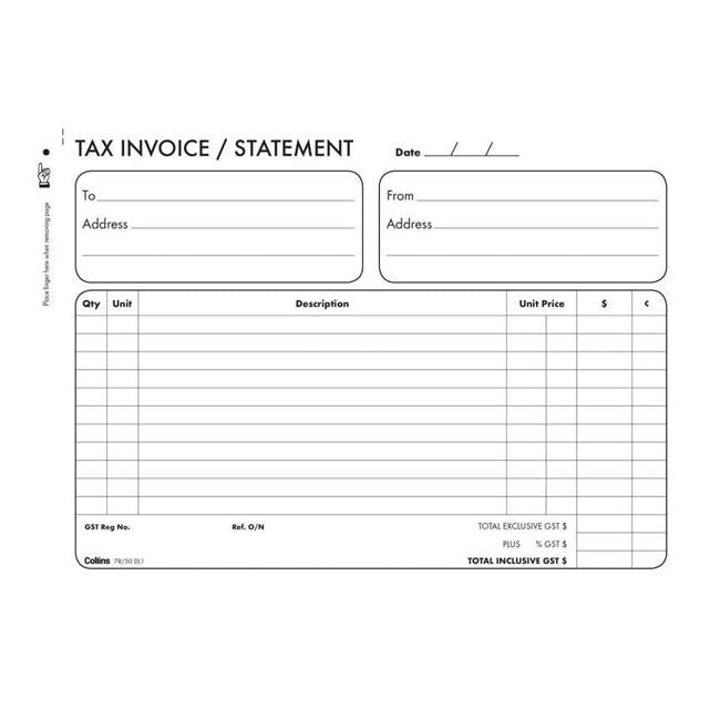 Collins Tax Invoice 78/50dl1 Duplicate No Carbon Required-Officecentre