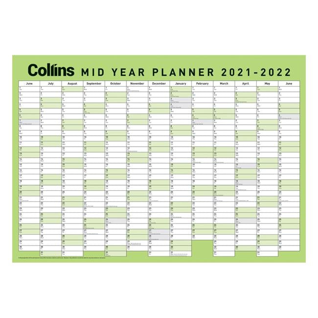 Collins Wallplanner A2 Mid Year 2021 2022-Officecentre