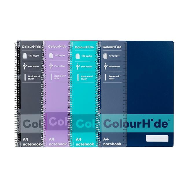 Colourhide notebook a4 120pg pk4-Officecentre