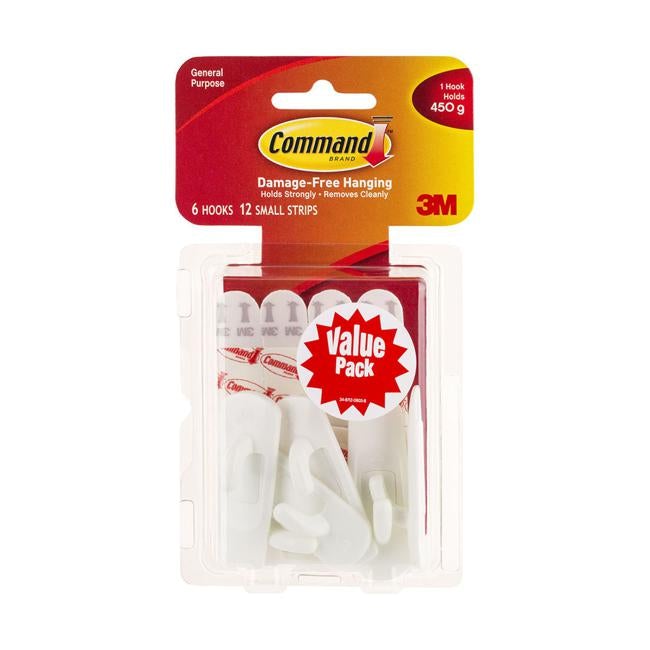 Command Hook 17002-6 Small White Pack of 6-Officecentre