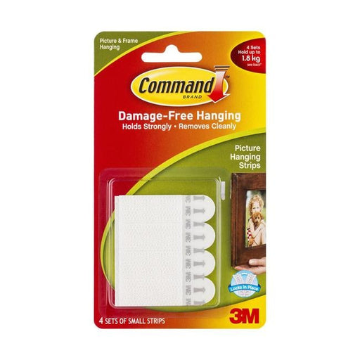 Command Picture Hanging Strips 17202 Small White Pack of 4-Officecentre