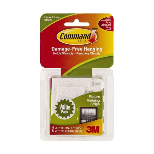 Command Picture Hanging Strips 17203 Assorted White Pack of 12-Officecentre