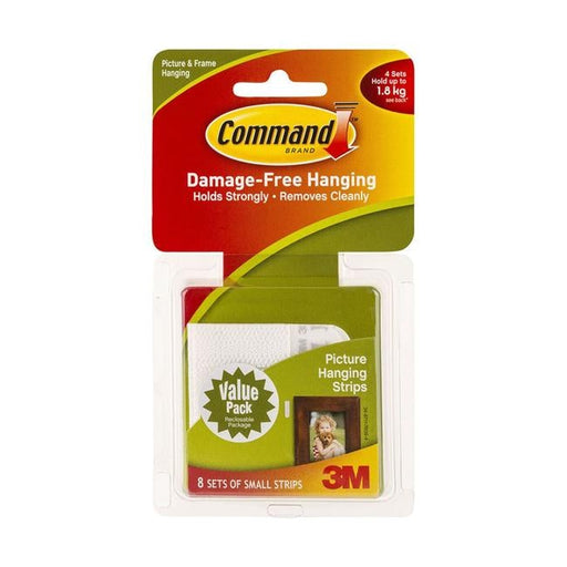 Command Picture Hanging Strips 17205-VP Small White Pack of 8-Officecentre