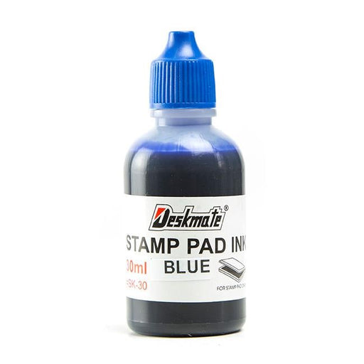 Deskmate stamp pad refill ink 30ml blue-Officecentre