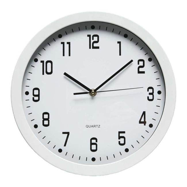 Dixon Clock Wall Round Glass Face White 30cmx30cm-Officecentre