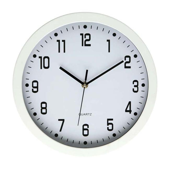 Dixon Clock Wall Round Glass Face White 30cmx30cm-Officecentre