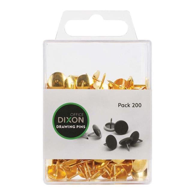 Dixon Drawing Pins Brass No.3 Pack 200-Officecentre