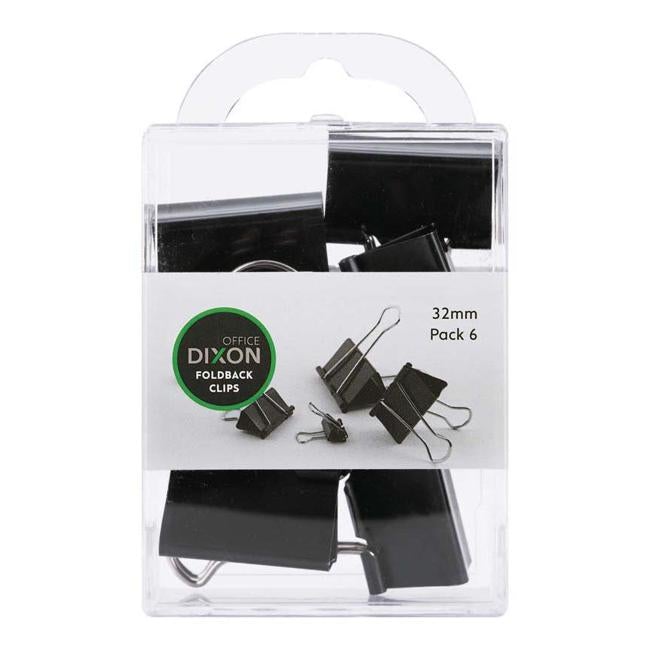 Dixon Foldback Clips 32mm Pack 6-Officecentre