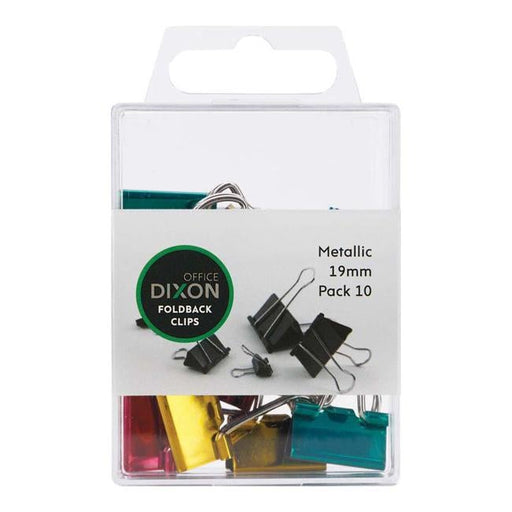 Dixon Foldback Clips Metallic 19mm Pack 10-Officecentre