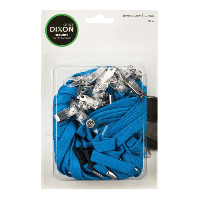 Dixon Lanyard Blue Pack 10 Flat Hangsell-Officecentre
