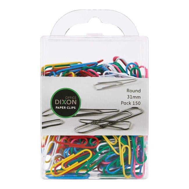 Dixon Paper Clips 31mm Round Coloured Pack 150-Officecentre