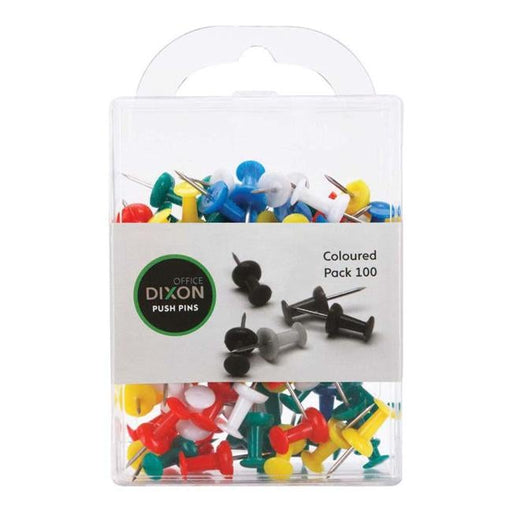 Dixon Push Pins Pack 100 Assorted Colour-Officecentre