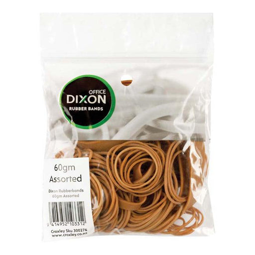 Dixon Rubber Bands 60gm Assorted Sizes-Officecentre