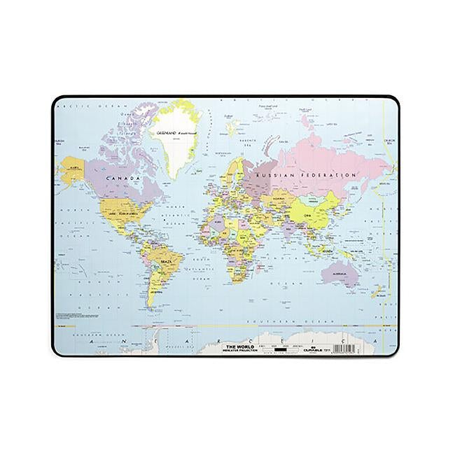 Durable desk mat with world map 530mm x 410mm-Officecentre