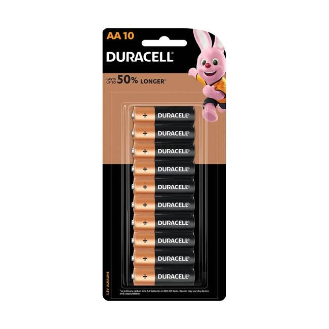 Duracell Coppertop Alkaline AA Battery Pack of 10-Officecentre