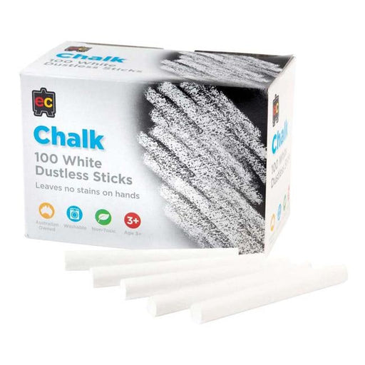 EC Dustless Chalk White Box 100-Officecentre