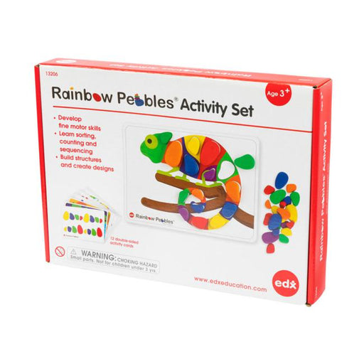 EDX Junior Rainbow Pebbles Activity Set 36 Pcs 8 Activity Cards 3 Shapes, 6 Colours-Officecentre