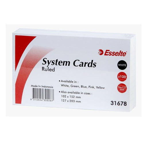 Esselte system cards 127x76mm (5x3) white pk100-Officecentre