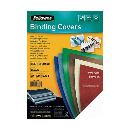 Fellowes Binding Covers A4 250gsm Black Pack 100-Officecentre