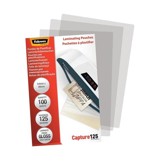 Fellowes Laminating Pouches 54x86mm 125 Micron Pack 100-Officecentre