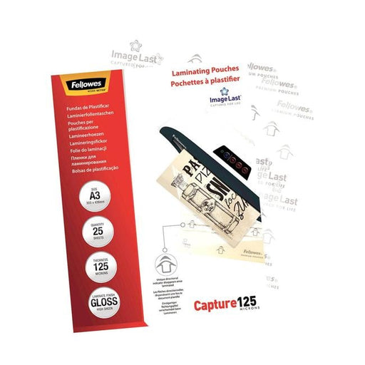 Fellowes Laminating Pouches A3 Gloss 125 Micron Pack 25-Officecentre