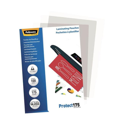 Fellowes Laminating Pouches A4 Gloss 175 Micron Pack 100-Officecentre