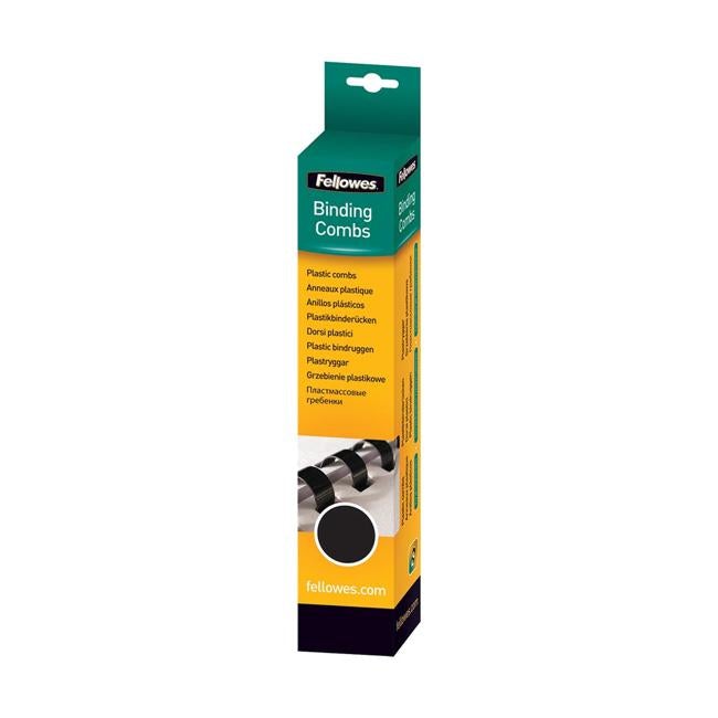 Fellowes Plastic Binding Coils 16mm Black Pack of 25-Officecentre