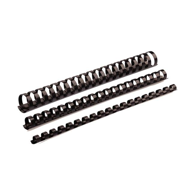 Fellowes Plastic Binding Coils 8mm Black Pack of 25-Officecentre