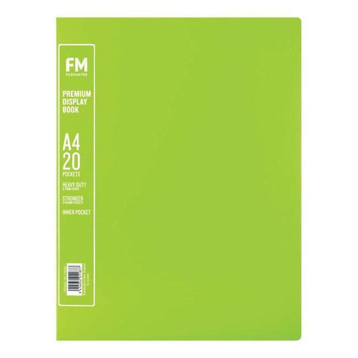 FM A4 Premium Display Book 20 Pocket Lime Green-Officecentre
