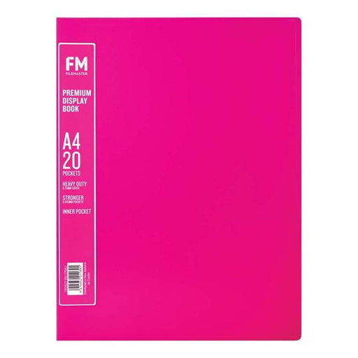 FM A4 Premium Display Book 20 Pocket Shocking Pink-Officecentre