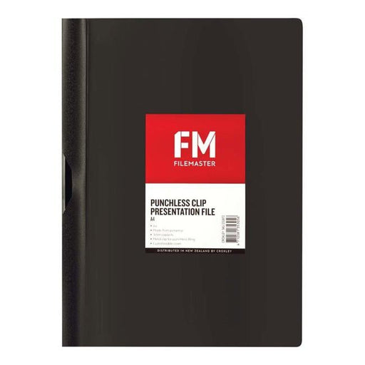 FM Clipfile Punchless Black A4 3mm Polyprop-Officecentre