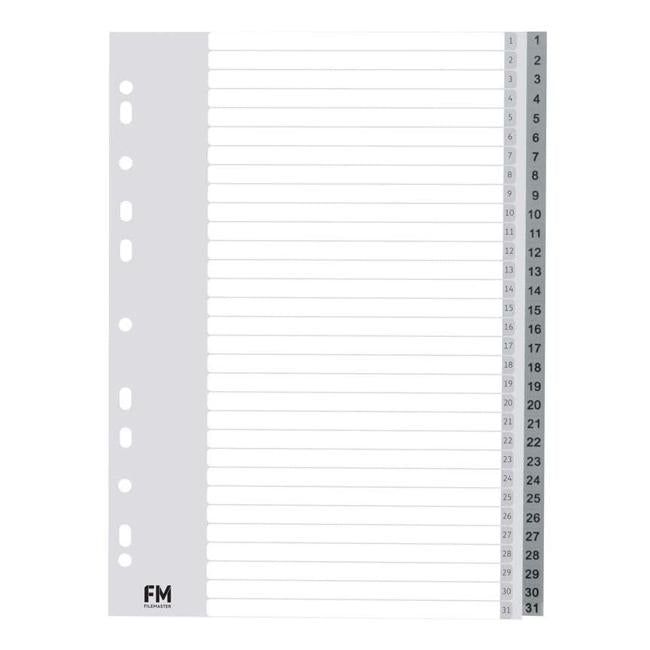 FM Indices A4 1-31 Grey Polyprop-Officecentre