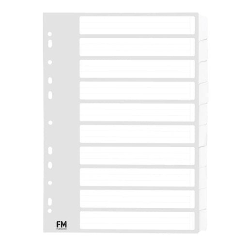 FM Indices A4 10 Tab Cardboard White-Officecentre