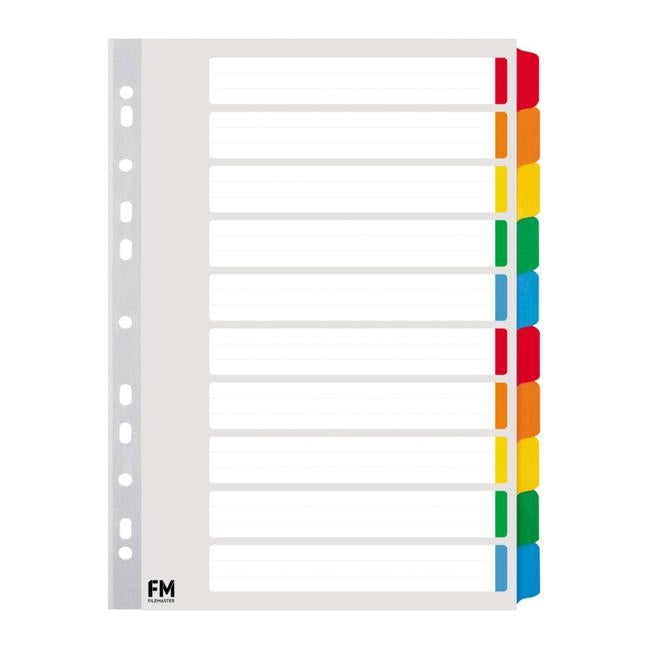 FM Indices A4 10 Tab Colour Reinforced Cardboard-Officecentre