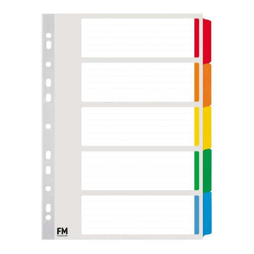 FM Indices A4 5 Tab Coloured Reinforced Cardboard-Officecentre