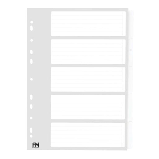 FM Indices A4 5 Tab White Cardboard-Officecentre