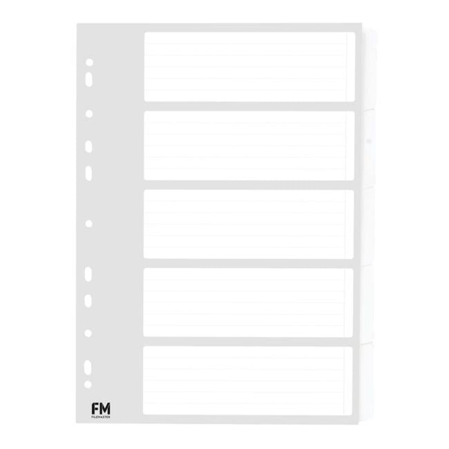FM Indices A4 5 Tab White Cardboard-Officecentre