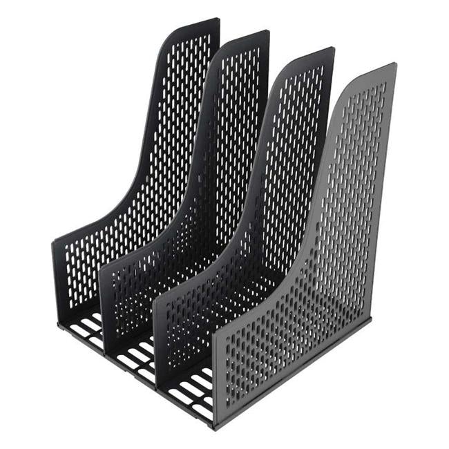 FM Magazine Holder Document 3 Grid Black Plastic-Officecentre