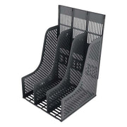 FM Magazine Holder Document 3 Grid Black Plastic-Officecentre