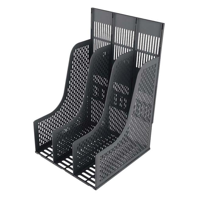 FM Magazine Holder Document 3 Grid Black Plastic-Officecentre