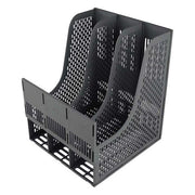 FM Magazine Holder Document 3 Grid Black Plastic-Officecentre