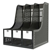 FM Magazine Holder Document 3 Grid Black Plastic-Officecentre
