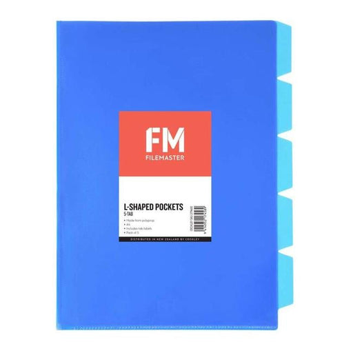 FM Pocket L Shape 5 Tab A4 Blue 5 Pack-Officecentre