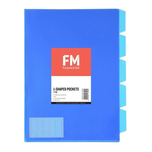 FM Pocket L Shape 5 Tab A4 Blue 5 Pack-Officecentre