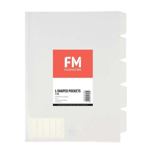 FM Pocket L Shape 5 Tab A4 Clear 5 Pack-Officecentre