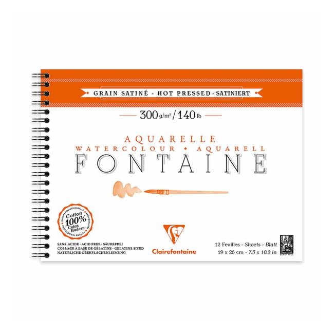 Fontaine Hot Press Spiral Pad 19x26cm 300g 12sh-Officecentre