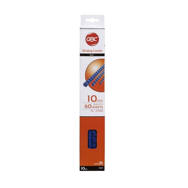 Gbc binding comb 10mm blue pk25-Officecentre