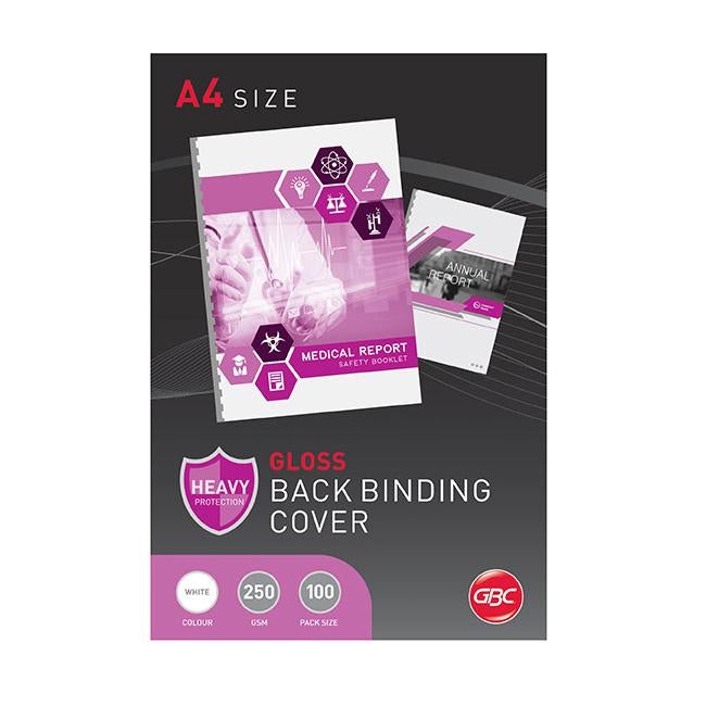 Gbc binding cover a4 gloss white pk100-Officecentre